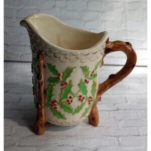 Ceramic Holly Berry Creamer | Grand Millennial Cottage Core